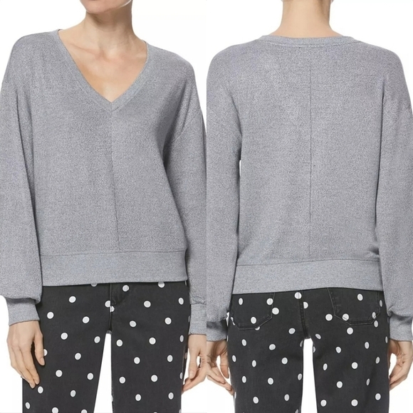 PAIGE Arizona Long Sleeve V Neck Top in Null Gray Size Small - Picture 1 of 13